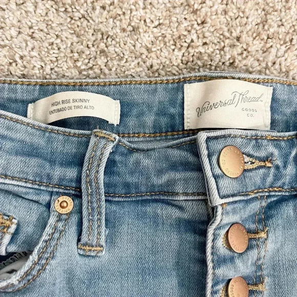 Universal Thread Stretch Denim High-Rise Skinny Distress Jeans Blue Size 4/27R - Picture 9 of 11